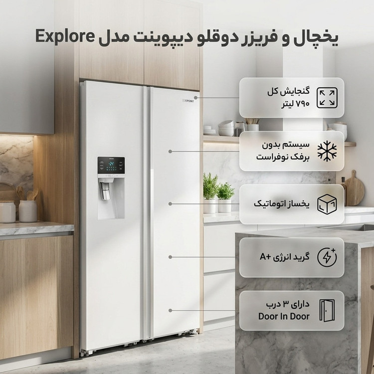 یخچال و فریزر دوقلو 36 فوت دیپوینت مدل Explore