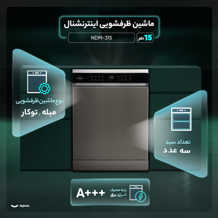 ماشین ظرفشویی 15 نفره اینترنشنال آنیل مدل NDM-315